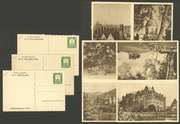 GERMANY: 3 Double Postal Cards Illustrated On Back With Views Of Castles, VF - Other & Unclassified