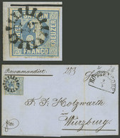 GERMANY: BAYERN: 9/MAY/1862 Rottendorf - Würzburg, Folded Cover Franked By Sc.2 ALONE, Excellent Quality! - Vorphilatelie