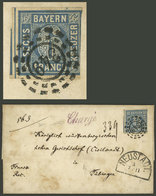 GERMANY: BAYERN: 7/NO/1862 Neustadt - Tübingen, Folded Cover Franked By Sc.11 ALONE, With Small Age Stains Else VF! - Prefilatelia