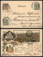 GERMANY: Very Nice PC With Colored View Of Stuttgart, Sent To Rosario (Argentina) On 3/FE/1895, VF Quality! - [Voorlopers