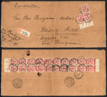 GERMANY: Large Registered Cover Sent From Darmstadt To Buenos Aires On 22/OC/1923, With Spectacular INFLA Postage Of 115 - Préphilatélie