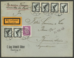 GERMANY: 14/FE/1930 Hamburg - Buenos Aires, Airmail Cover By Air France Franked With 12.40Mk., Very Attractive! - Prefilatelia