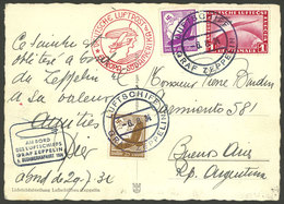 GERMANY: Postcards Illustrated With Zeppelin Flying Over The Swiss Mountains, Franked By Sc.C43 + Other Values, Dispatch - Prephilately