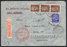 GERMANY: Airmail Cover Sent From Köln-Mülheim To Buenos Aires On 31/AU/1934, Flown By ZEPPELIN, With Friedrichshafen Tra - Prefilatelia