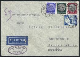 GERMANY: Airmail Cover Sent From Hamburg To Buenos Aires On 25/MAR/1936 Franked With 1.75Mk., VF Quality! - Prephilately