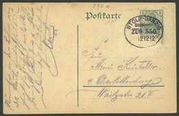 GERMANY - DANZIG: 5Pf. Postal Card Used On 12/DE/1912, Palindrome Date (12/12/12), With Attractive Train Postmark STOLP  - Other & Unclassified