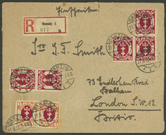 GERMANY - DANZIG: 21/AU/1922 Danzig - London, Registered Cover Franked With 12Mk., With Arrival Backstamp Of 28/AU, VF Q - Altri & Non Classificati