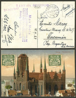 GERMANY - DANZIG: Postcard Sent To Argentina On 15/SE/1923 With INFLATION Postage Of 100,000Mk., VF Quality! - Other & Unclassified