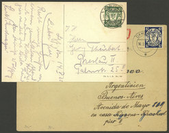 GERMANY - DANZIG: Postcard Sent To Breslau In 1925 Franked With 10Pg. + Cover To Buenos Aires In 1929 Franked With 40Pg. - Autres & Non Classés