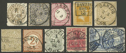 GERMANY - DANZIG: 10 Old Germany Stamps With Cancels Of Danzig, VF Quality (one With Defect), Good Lot! - Other & Unclassified