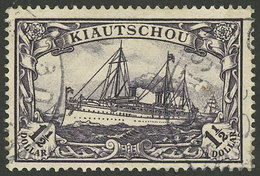 GERMANY - KIAUTSCHOU: Sc.31, 1905 1½$ Violet WITHOUT Watermark, Used, Excellent Quality, With Small Guarantee Mark On Ba - Kiauchau