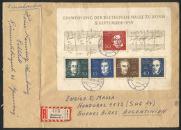 WEST GERMANY: Registered Cover Sent From Hamburg To Buenos Aires On 22/SE/1959, Franked With Souvenir Sheet Michel 2 (Be - Brieven En Documenten