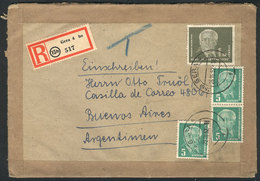 EAST GERMANY: Registered Cover Sent From Gera To Buenos Aires On 20/NO/1952 Franked With 1.15Mk., VF Quality! - Briefe U. Dokumente