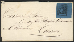 ARGENTINA: GJ.3, 3c. Blue, Beautiful Example Of Immense Margins Franking A Folded Cover To Corrientes, With Nice Pen Can - Corrientes (1856-1880)