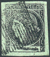 ARGENTINA: GJ.4, Yellow-green, Superb Example With Mute "square Of 16 Bars" Cancel Of Corrientes, VF!" - Corrientes (1856-1880)