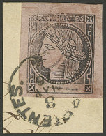 ARGENTINA: GJ.11, Rose, Wide Margins, On Fragment With Corrientes Datestamp With Maltese Cross For 3/MAR/1876, Excellent - Corrientes (1856-1880)