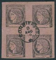 ARGENTINA: GJ.13, Dull Rose, Fantastic Block Of 4 With CORRIENTES - 9/AUG/76 Datestamp With Maltese Cross, Superb, Extre - Corrientes (1856-1880)