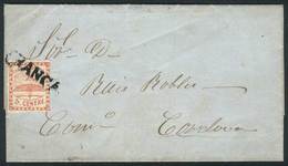 ARGENTINA: GJ.1, 5c. Red Franking A Complete Folded Letter Dated 28/JUN/1858, Tied By Tucumán FRANCA Cancel (+200%) Very - Ungebraucht