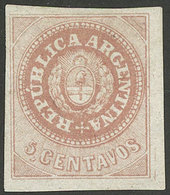 ARGENTINA: GJ.7Ab, 5c. With Accent, Salmon Rose, WITH VARIETY "8 Cut Angles", Mint, Very Fine Quality, Rare!" - Ungebraucht