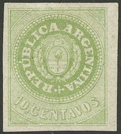 ARGENTINA: GJ.8, 10c. With Accent, Mint, Very Wide Margins, Signed By Victor Kneitschel On Back, Superb Example! - Unused Stamps