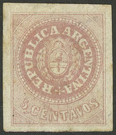 ARGENTINA: GJ.10, 5c. Without Accent, Dull Rose, Tiny Defect On Back, Very Good Front With Ample Margins! - Ungebraucht