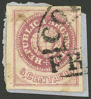 ARGENTINA: GJ.12, 5c. Without Accent, Semi-worn Plate, On Fragment With Córdoba Cancel, VF! - Unused Stamps