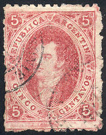 ARGENTINA: FOREIGN CANCEL Over A 7th Printing Perforated (GJ.33), Handsome Example (with A Couple Of Small Tears In The  - Used Stamps