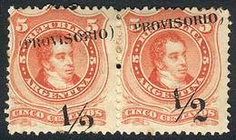 ARGENTINA: GJ.59f, Pair With "PROVISORIO" At Top And Diagonal Surcharge Varieties, VF, Rare, Catalog Value US$300." - Altri & Non Classificati