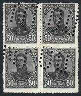 ARGENTINA: GJ.287, 50c. San Martín In Oval, Block Of 4 With "INUTILIZADO" Bulk Mail Cancel, VF!" - Other & Unclassified