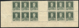 ARGENTINA: GJ.600EV, 1924 10c. San Martín, Block Of 12 Stamps And 2 Vertical Gutters, With All Its Sheet Margins (thus P - Otros & Sin Clasificación