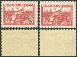 ARGENTINA: GJ.681, 5c. Revolution On Normal Paper (Dutch) And Another Uncatalogued Paper With Very Different Watermark W - Otros & Sin Clasificación