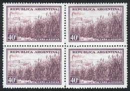 ARGENTINA: GJ.768, 1935/52 40c. Sugar Cane, Block Of 4 Printed On THICK CHALKY PAPER, Mint Never Hinged, Superb. Catalog - Other & Unclassified