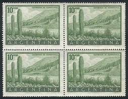 ARGENTINA: GJ.1054, 1951/7 $10 Quebrada De Humahuaca, Cactus, Block Of 4 Printed On Unsurfaced Paper, VF, Catalog Value  - Otros & Sin Clasificación