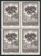 ARGENTINA: GJ.1144, 1959/64 12P. Quebracho Tree, Block Of 4, Offset Printing, VF Quality, Catalog Value US$40. - Other & Unclassified