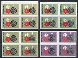 ARGENTINA: GJ.1248, Industry, TRIAL COLOR PROOFS: 4 Different Imperforate Blocks Of 4, VF Group! - Other & Unclassified