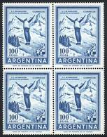 ARGENTINA: GJ.1495, 1969/71 100P. Ski, Block Of 4 Without Watermark, VF Quality, Catalog Value US$44. - Sonstige & Ohne Zuordnung