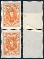 ARGENTINA: GJ.1537, 1970/3 $1.20 San Martín, Pair With PAPER OVERLAP Variety, VF! - Altri & Non Classificati