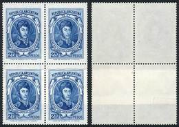 ARGENTINA: GJ.1633, 1974/6 $2.70 San Martín, Block Of 4 With PAPER OVERLAP Variety, VF! - Other & Unclassified