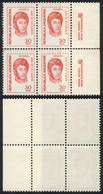 ARGENTINA: GJ.1751, 1977/8 30P. San Martín, Block Of 4 With PAPER OVERLAP Variety, VF! - Other & Unclassified