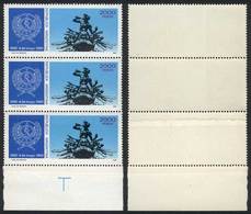 ARGENTINA: GJ.2023, 1982 Naval Center, Strip Of 3 With PAPER OVERLAP Variety, VF! - Andere & Zonder Classificatie