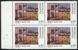 ARGENTINA: GJ.2392A, 1989 "Caminito" Painting, Block Of 4 With Casa De Moneda Wmk, MNH, Excellent Quality, Catalog Value - Andere & Zonder Classificatie