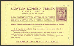 ARGENTINA: Expreso Urbano GJ.EXU- 22, With MUESTRA Ovpt., Excellent Quality! - Ganzsachen