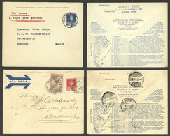 ARGENTINA: Envelopes For Airmail SOB-91 + SOB-93, Both Used, VF Quality, Scarce, Catalog Value US$500 - Interi Postali