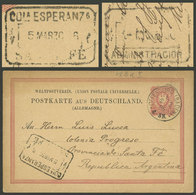 ARGENTINA: Postal Card Sent From Germany To COLONIA PROGRESO (Santa Fe) On 2/FE/1886, With Rectangular Datestamp Of COLO - Vorphilatelie