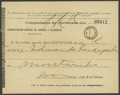 ARGENTINA: Receipt For A Registered Piece From Buenos Aires To Montevideo, Dated 18/JUN/1888, VF Quality! - Préphilatélie