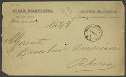 ARGENTINA: RARE CANCEL OF "VILLA CATALINAS (B.A.) On A Folded Cover Sent To Buenos Aires On 23/AU/1893 From The Oficina  - Préphilatélie