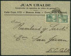 ARGENTINA: Front Of Cover Sent From Buenos Aires To San Juan On 21/OC/1902, Franked With 2c. (GJ.240 X2, PERFORATION 12) - Préphilatélie