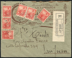 ARGENTINA: Registered Cover Sent From Rosario To San Juan On 9/OC/1905, Franked With 30c. (GJ.222 X6), VF Quality! - Préphilatélie