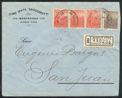 ARGENTINA: Registered Cover Sent From Buenos Aires To San Juan On 4/MAR/1915, Franked With 17c.: Plowman 2c. + 5c. X3, E - Vorphilatelie