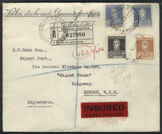 ARGENTINA: Cover With Declared Value Of 200P., Sent From Buenos Aires To England On 22/AU/1933, Franked With 91c., Excel - Prefilatelia